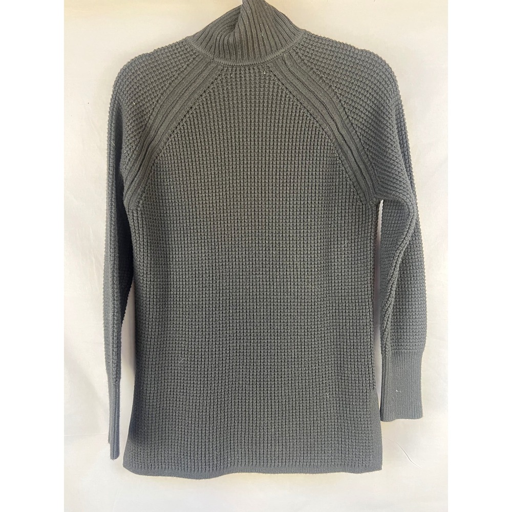 Banana Republic Women's Black Waffle Knit Long Sleeve Turtleneck Top - Picture 3 of 5